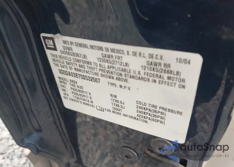 2005 Buick Rendezvous Cx из США, поврежденный, VIN 3G5DA03E75S532567